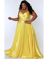 Sydney's Closet Women's Satin A-line Sweetheart Lace-Up Evening Gown