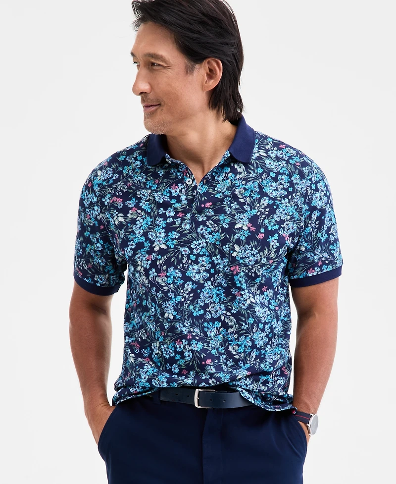 Club Room Men's Copenhagen Regular-Fit Moisture-Wicking Performance Stretch Floral Pique Polo Shirt, Macy's Exclusive