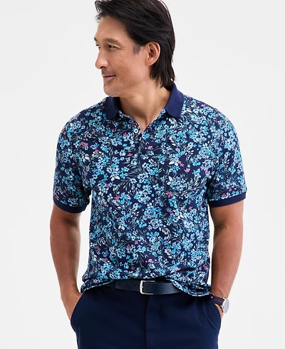 Club Room Men's Copenhagen Regular-Fit Moisture-Wicking Performance Stretch Floral Pique Polo Shirt, Macy's Exclusive