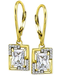 Giani Bernini Cubic Zirconia Baguette & Round Leverback Drop Earrings in 18k Gold-Plated Sterling Silver, Macy's Exclusive