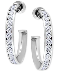 Giani Bernini Cubic Zirconia Channel Set Small Hoop Earrings, 0.75", Macy's Exclusive
