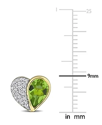 Peridot (1-1/2 ct. t.w.) & Diamond (1/5 ct. t.w.) Heart Stud Earrings in 10k Yellow Gold