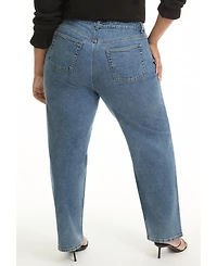 June + Vie Plus Curvie-Fit High-Rise Straight-Leg Stretch Jeans