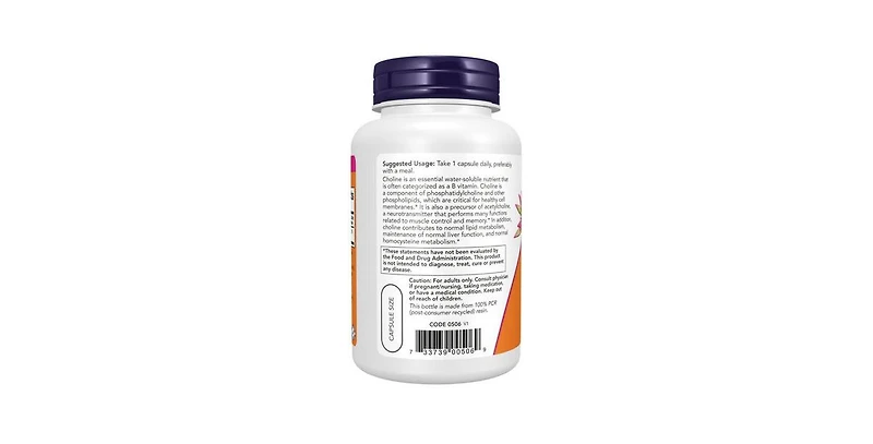 Now Foods Choline ,300 mg ,100 Veg Capsules