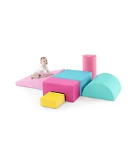 Akiudex 6 Pieces Foam Climbing Blocks Indoor Climb and Crawl Activity Playset with Rectangles