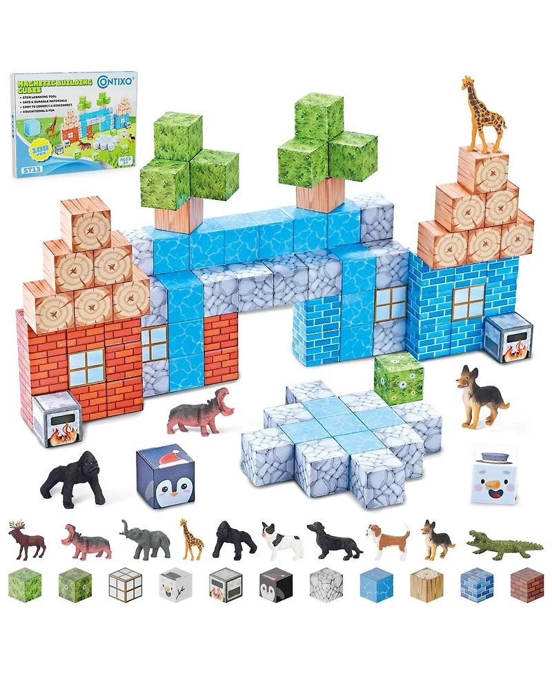 Contixo Magnetic Blocks Building Cubes Game, Sensory Toys 100-Pieces