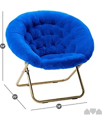 Cesicia Figural Shark Faux Fur 23" Folding Chair, Ages 3+