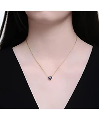 Rachel Glauber Heart-Shaped Colored Cubic Zirconia Solitaire Necklace
