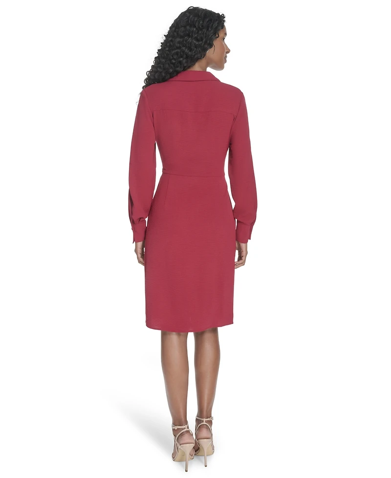 Calvin Klein Women's Collared Long-Sleeve A-Line Dress