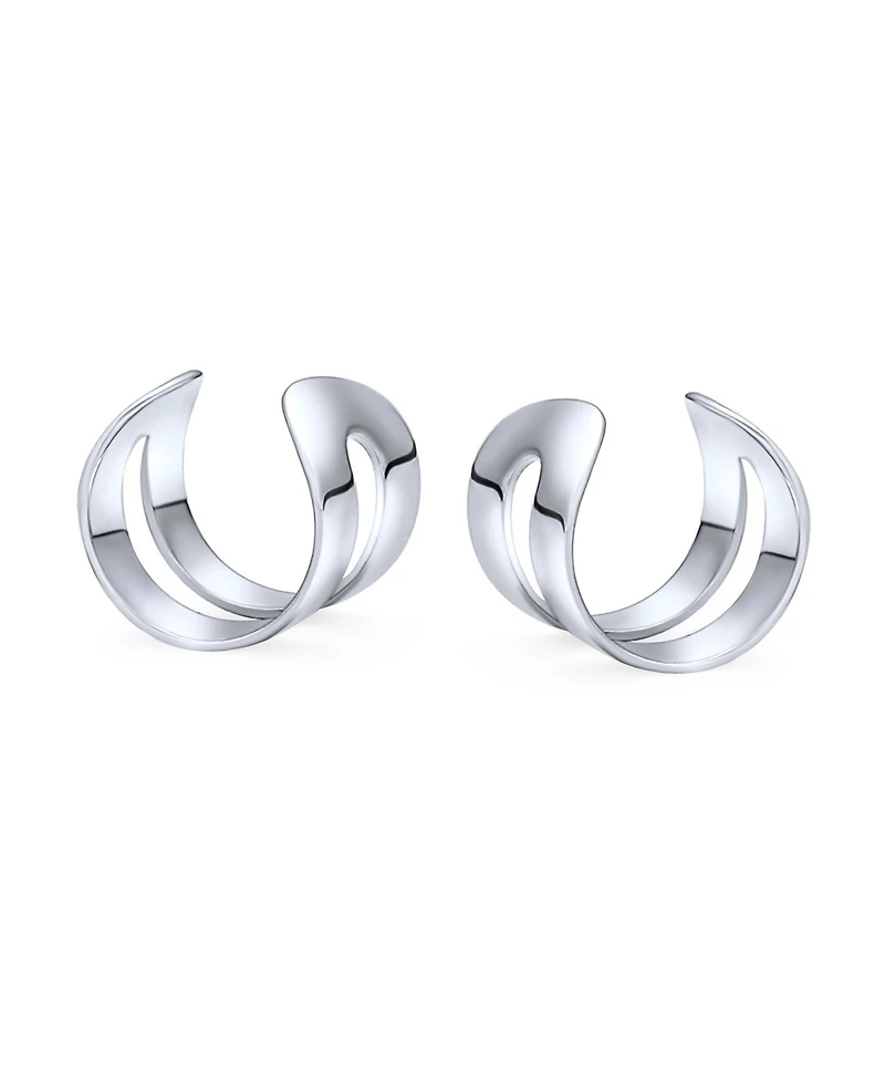 Bling Jewelry Set of 2 Geometric Chevron Cartilage Ear Cuffs Clip Wrap Helix Earrings Gold Plated .925 Sterling Silver