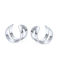 Bling Jewelry Set of 2 Geometric Chevron Cartilage Ear Cuffs Clip Wrap Helix Earrings Gold Plated .925 Sterling Silver