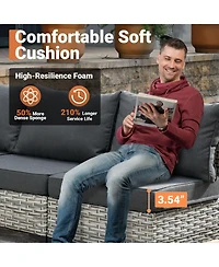 Xizzi Outdoor Patio Furniture Set,8 Pieces Rattan Sectional Cozy Sofa,Patio Conversation Sets with Swivel Chairs and Solar Coffee Table