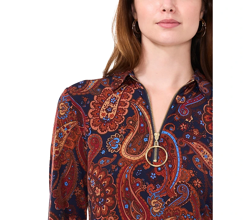 Msk Petite Collared 3/4-Sleeve Jersey Shift Dress