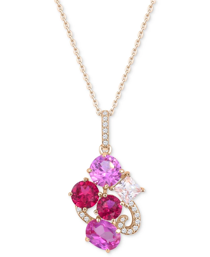 Multi-Gemstone 4-1/2 ct. t.w. Statement Pendant 14K Gold-Plated Sterling Silver