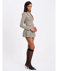 Miss Circle Women's Oakley Brown Plaid Preppy Style Blazer Jacket