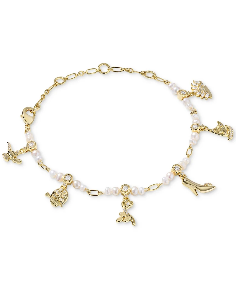 Kendra Scott Disney Princess 14K Gold Over Brass White Mix Charm Bracelet