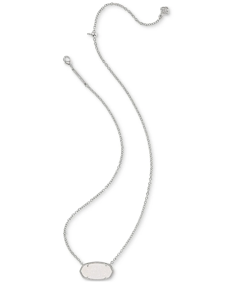 Kendra Scott Elisa Statement Silver Short Pendant Necklace Rhodium Over Brass