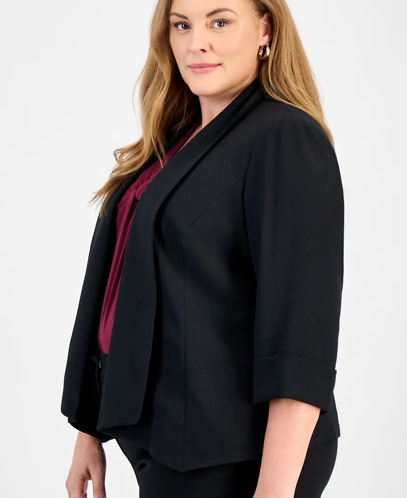 Kasper Plus Open-Front Soft Blazer