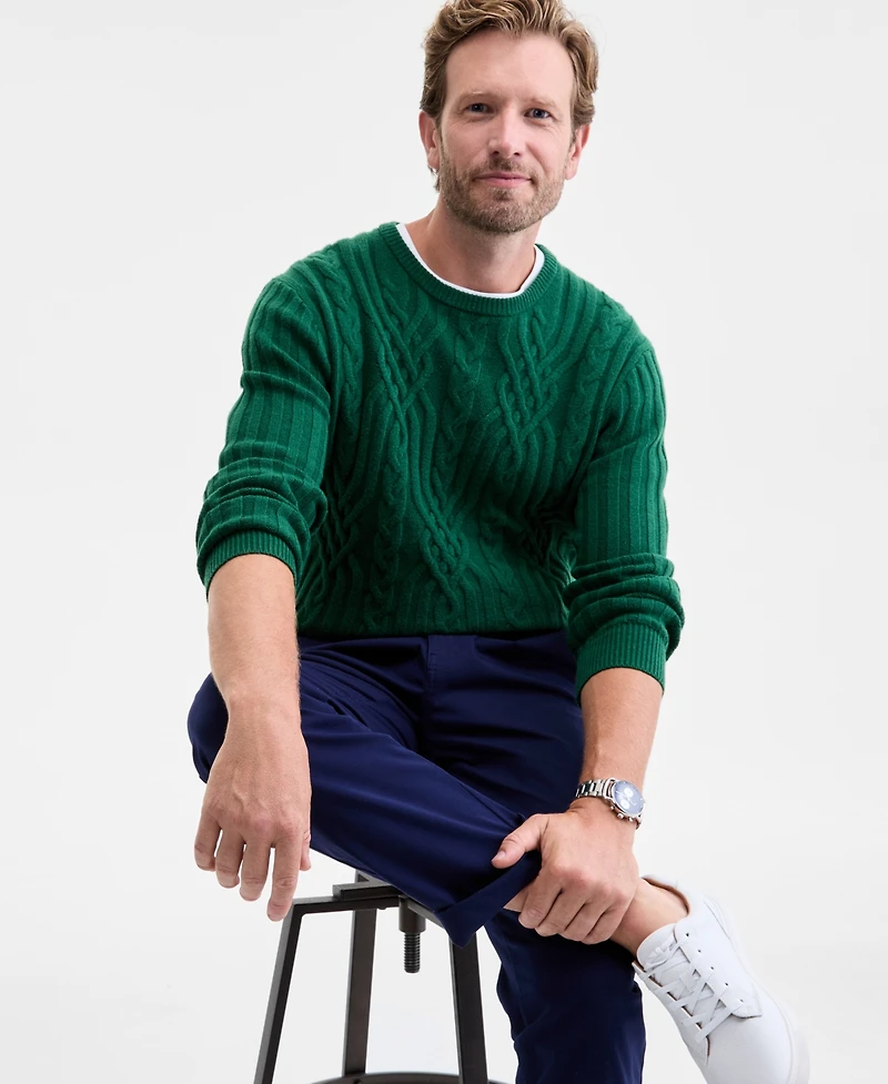 Club Room Men's Mixed Cable-Knit Crewneck Sweater, Macy's Exclusive