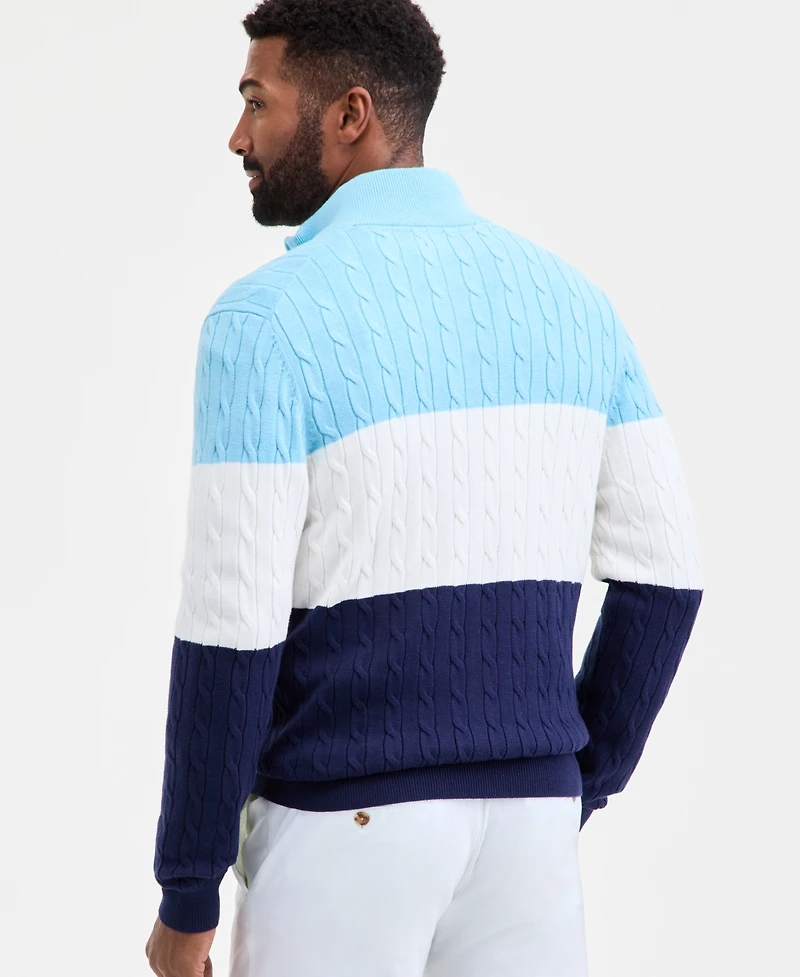 Club Room Men's Colorblocked Cable-Knit Full-Zip Sweater, Macy's Exclusive