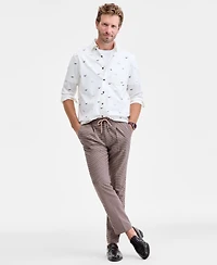Club Room Men's Basset Hound Print Brushed Cotton Button-Down Shirt, Macy's Exclusive