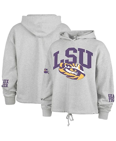 '47 Brand Women's Heather Gray Lsu Tigers High Hopes Long Sleeve Cropped Hoodie