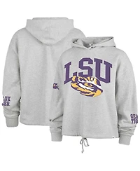 '47 Brand Women's Heather Gray Lsu Tigers High Hopes Long Sleeve Cropped Hoodie