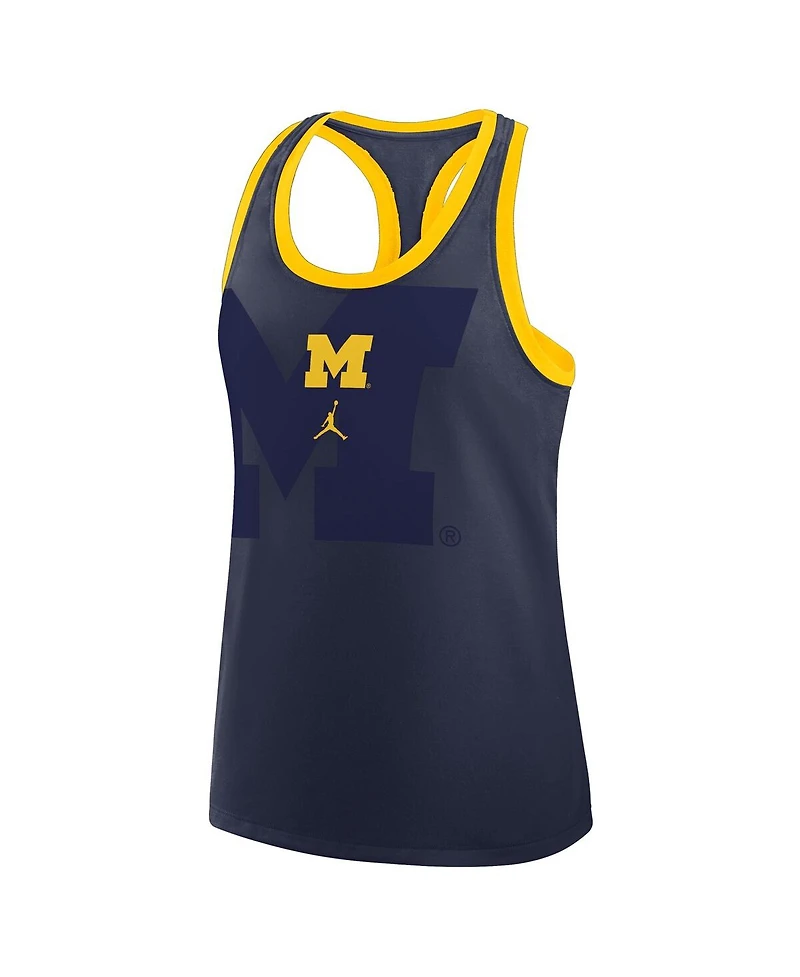 Jordan Women's Navy Michigan Wolverines Primetime Racerback Tri-Blend Tank Top