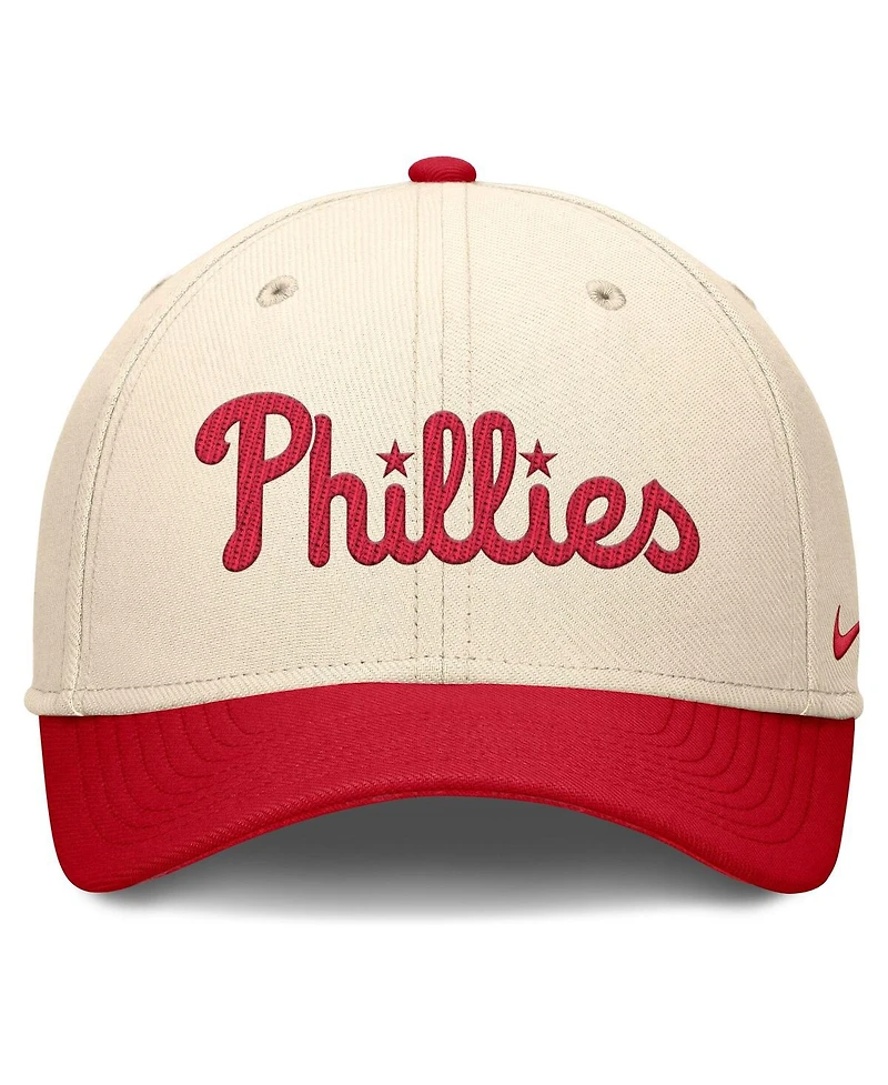 Nike Men's Natural/Red Philadelphia Phillies Statement Rise Performance Flex Hat