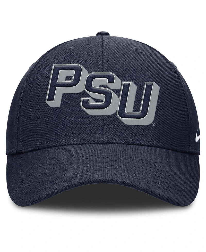 Nike Men's Navy Penn State Nittany Lions Slanted Primetime Rise Performance Adjustable Hat