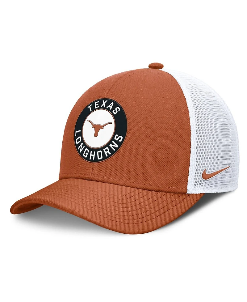 Nike Men's Burnt Orange/White Texas Longhorns Rise Primetime Performance Trucker Adjustable Hat