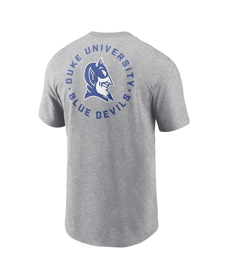 Nike Men's Heather Gray Duke Blue Devils Campus 2-Hit T-Shirt