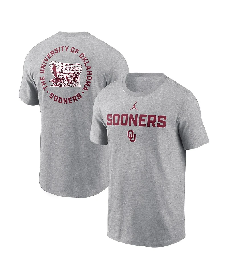 Jordan Men's Heather Gray Oklahoma Sooners Campus 2-Hit T-Shirt