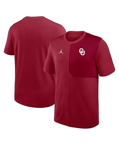 Jordan Men's Crimson Oklahoma Sooners 2025 Sideline Uv Performance Coach T-Shirt
