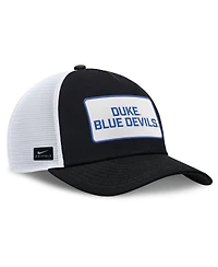Nike Men's Black/White Duke Blue Devils 2025 On-Field Rise Patch Trucker Adjustable Hat
