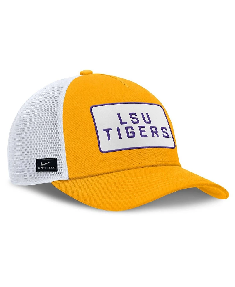 Nike Men's Gold/White Lsu Tigers 2025 On-Field Rise Patch Trucker Adjustable Hat