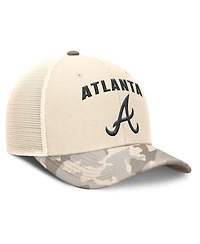 Nike Men's Natural Atlanta Braves Camo Natural Pack Rise Adjustable Trucker Hat
