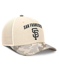 Nike Men's Natural San Francisco Giants Camo Natural Pack Rise Adjustable Trucker Hat