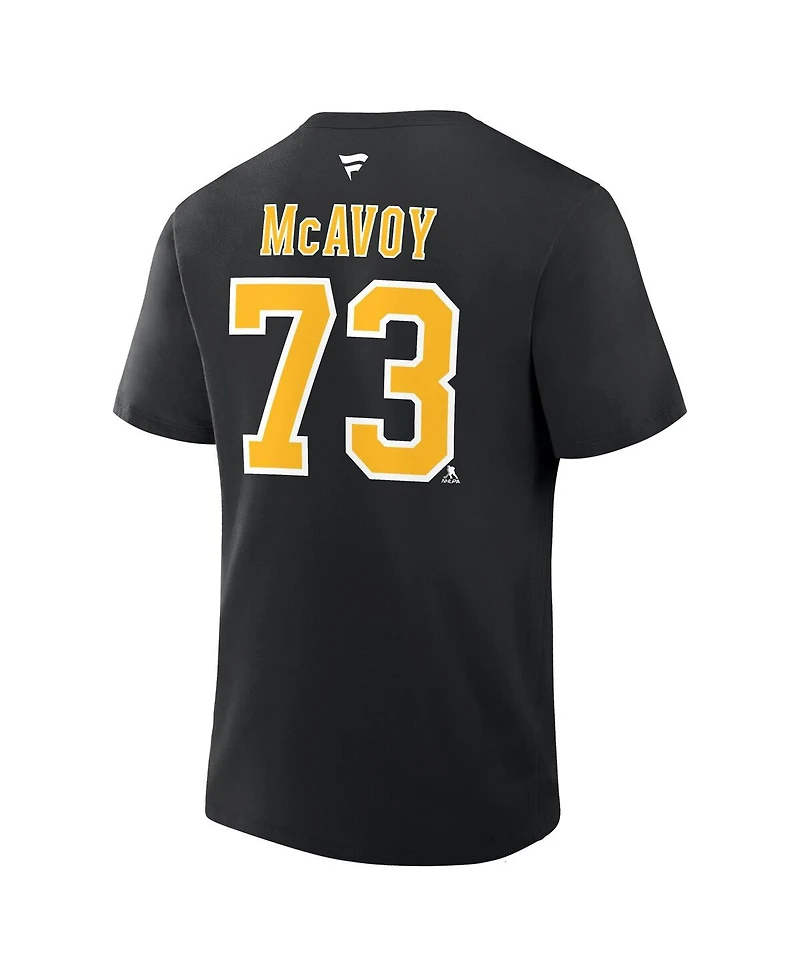 Fanatics Men's Charlie McAvoy Black Boston Bruins Authentic Stack Name Number T-Shirt
