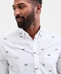 Club Room Long Sleeve Basset Hound Print Button-Down Shirt, Macy's Exclusive