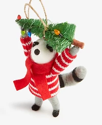 Holiday Lane Tiny Tidings Tree-Toting Raccoon Fabric Ornament, Macy's Exclusive