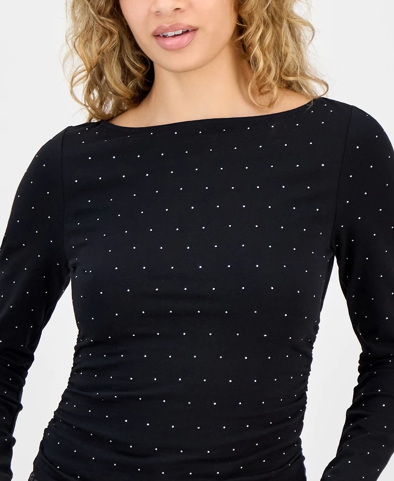 Madden Girl Juniors' Rhinestone-Embellished Knit Top
