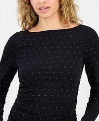 Madden Girl Juniors' Rhinestone-Embellished Knit Top