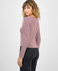 Hippie Rose Juniors' Lace-Trim Gathered-Bust Top