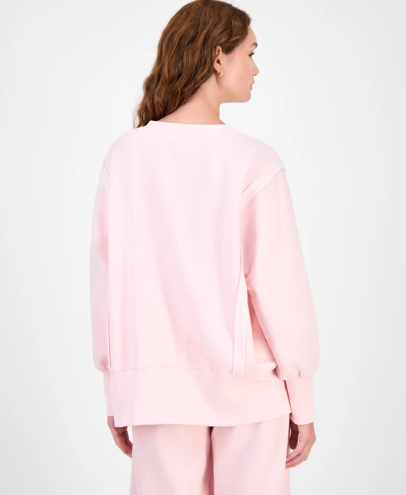 Planet Gold Juniors' Oversized Graphic-Print Sweatshirt