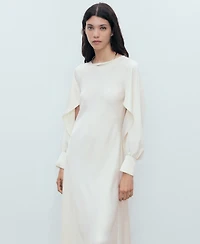 Mango Women's Slit Sleeves Satin Dress