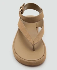 Mango Women's Buckle Split Leather Sandals