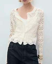 Mango Women's Crochet Knitted Cardigan