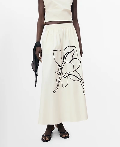 Mango Women's Embroidered Cotton Skirt