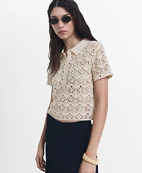 Mango Women's Short-Sleeved Crochet Sweater